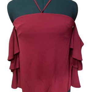 White House Black Market Off Shoulder Top, SZ 4P,  dark pink, NWT!